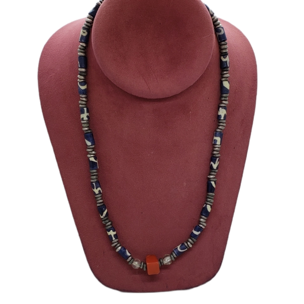 Mens. Blue beaded Necklace. Sku.57
